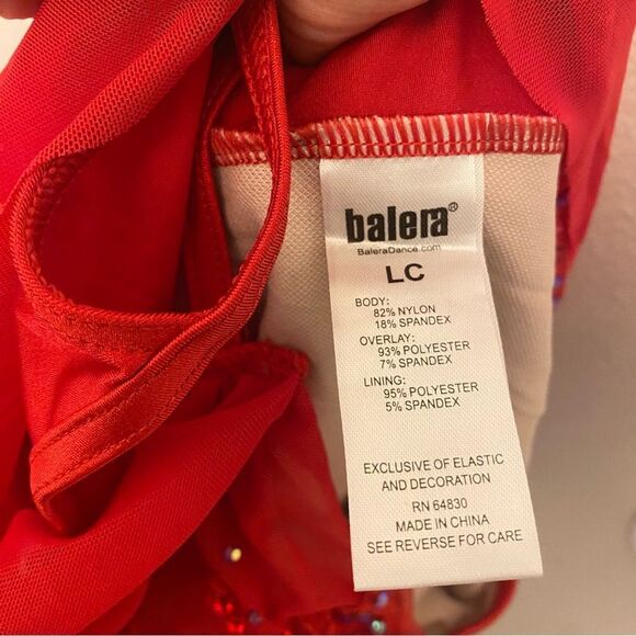 WEISSMAN Balera solo custom Dance costume red Mesh Overlay Dress D12770 LC child - Picture 10 of 15